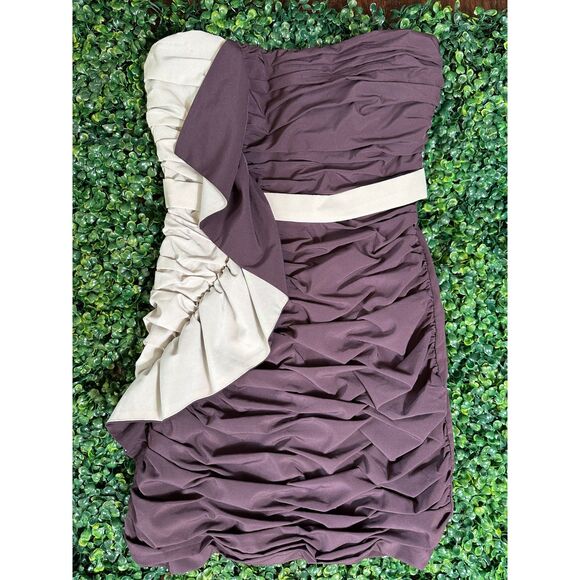 ark and co strapless asymmetrical two toned ruffled mini dress size small - Picture 1 of 4